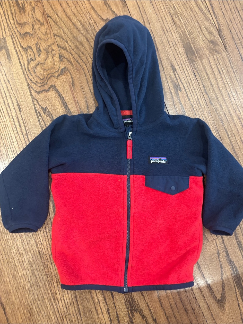 Patagonia Kids Hooded Fleece Jacket - Navy & Red